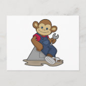 Aap als monteur met sleutel briefkaart (Voorkant)