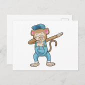 Aap als monteur op hiphopdans Dab Briefkaart (Voorkant / Achterkant)