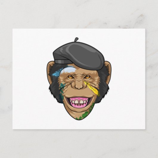aap als schilder briefkaart (Voorkant)