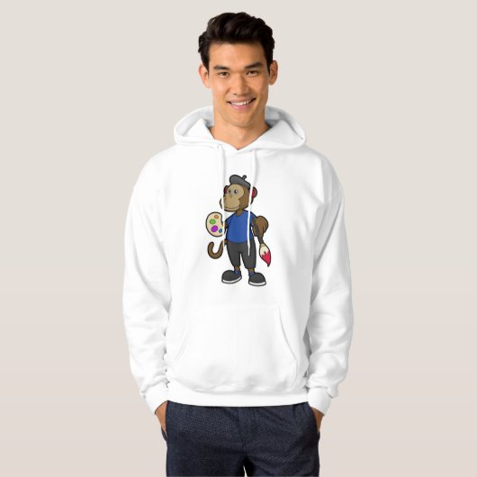 aap als schilder met verf en penseel hoodie (Voorkant volledig)