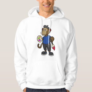 aap als schilder met verf en penseel hoodie