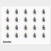 aap als schilder met verf en penseel ronde sticker (Vel)