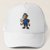 aap als schilder met verf en penseel trucker pet (Voorkant)