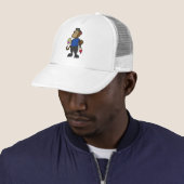 aap als schilder met verf en penseel trucker pet (In situ)