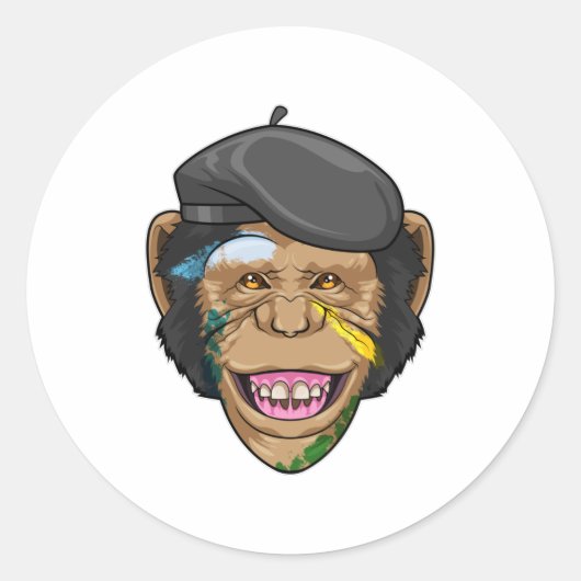 aap als schilder ronde sticker (Voorkant)