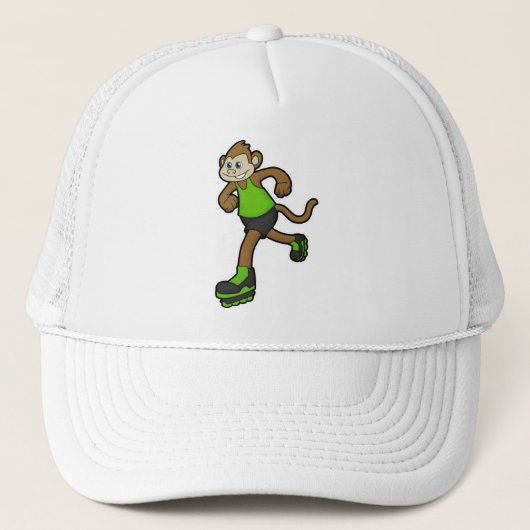 aap als Skater met gealigneerde schaatsen Trucker Pet (Voorkant)
