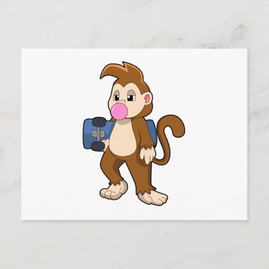 aap als Skater met skateboard Briefkaart (Voorkant)