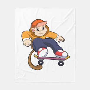 aap als Skater met skateboard Fleece Deken