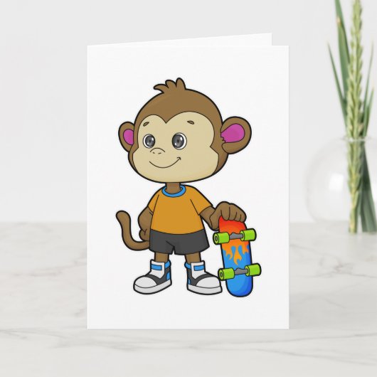 aap als Skater met skateboard Kaart (Voorkant)