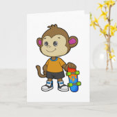 aap als Skater met skateboard Kaart (Gele Bloem)