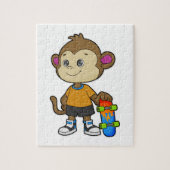 aap als Skater met skateboard Legpuzzel (Verticaal)