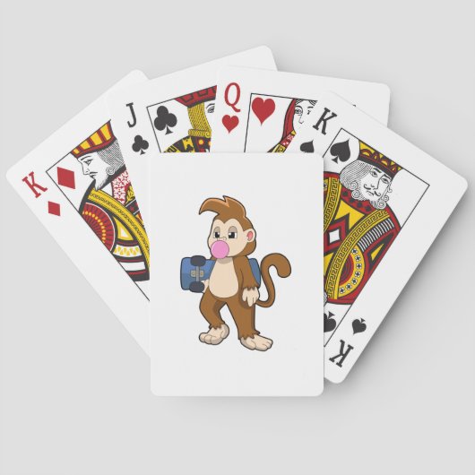 aap als Skater met skateboard Pokerkaarten (Achterkant)
