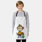 aap als Skater met skateboard Schort (Gedragen)