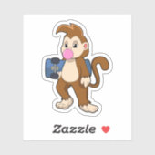 aap als Skater met skateboard Sticker (Vel)