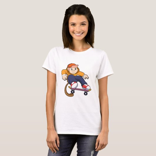 aap als Skater met skateboard T-shirt (Voorkant volledig)