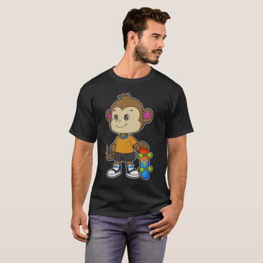 aap als Skater met skateboard T-shirt (Voorkant volledig)