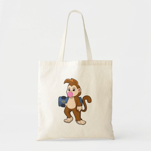 aap als Skater met skateboard Tote Bag (Voorkant)