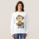 aap als Skater met skateboard Trui (Voorkant volledig)