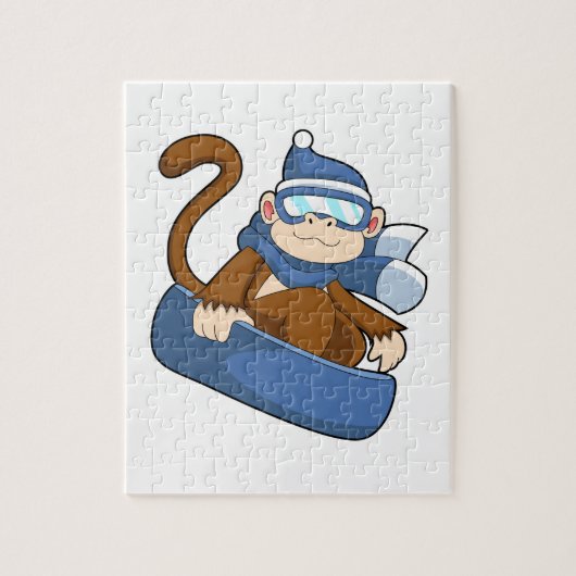aap als sneeuwboarder met Sonowboard.PNG Legpuzzel (Verticaal)