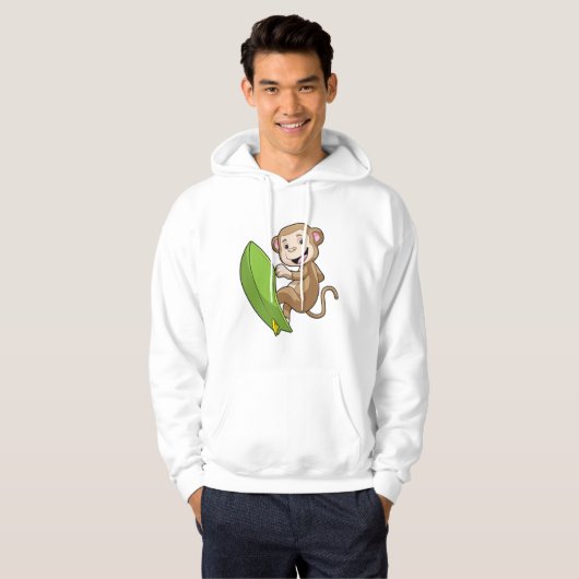 aap als Surfer met surfboard Hoodie (Voorkant volledig)
