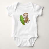 aap als Surfer met surfboard Romper (Voorkant)