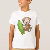 aap als Surfer met surfboard T-shirt (Voorkant)