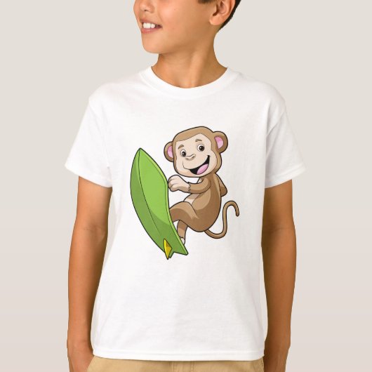 aap als Surfer met surfboard T-shirt (Voorkant)