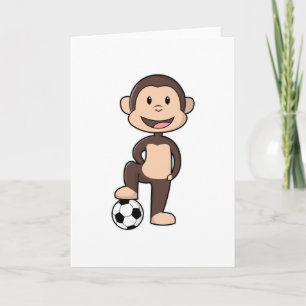 Aap als voetballer met voetbal kaart