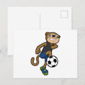 Aap als Voetbalspeler bij Voetbal Briefkaart (Voorkant / Achterkant)