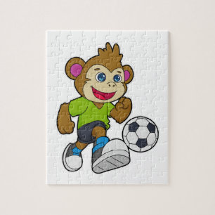 aap als voetzoeker met Voetbal Legpuzzel