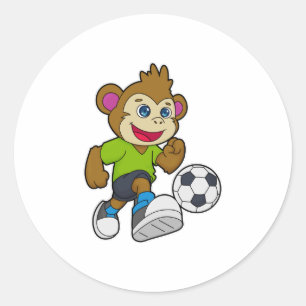 aap als voetzoeker met Voetbal Ronde Sticker