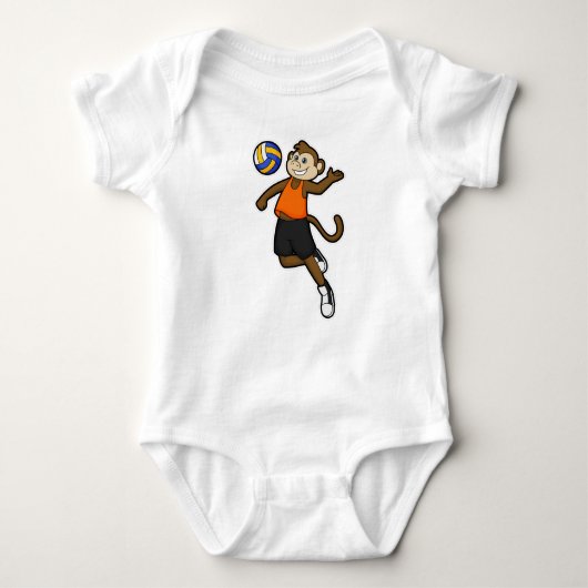 aap als volleybalspeler met volleybal romper (Voorkant)
