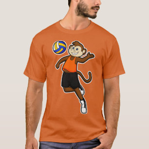 aap als volleybalspeler met volleybal t-shirt