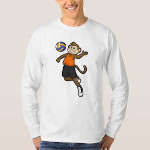 aap als volleybalspeler met volleybal t-shirt