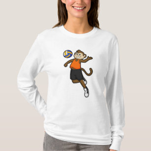 aap als volleybalspeler met volleybal t-shirt