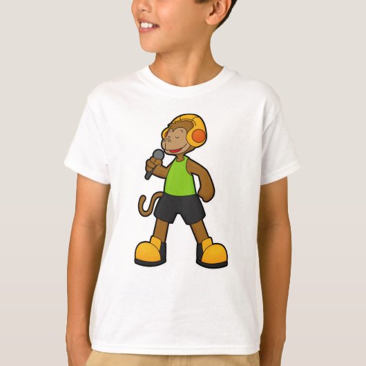 aap als zanger met microfoon en hoofdtelefoon t-shirt (Voorkant)