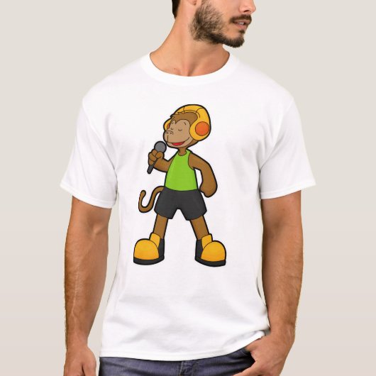 aap als zanger met microfoon en hoofdtelefoon t-shirt (Voorkant)