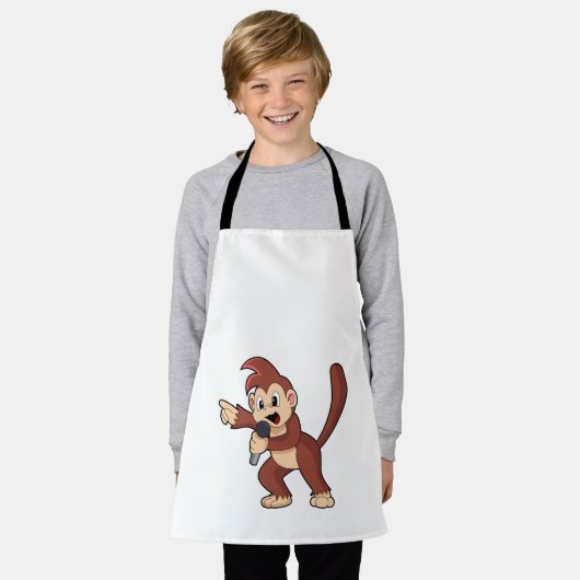 aap als zanger met microfoon.PNG Schort (Gedragen)