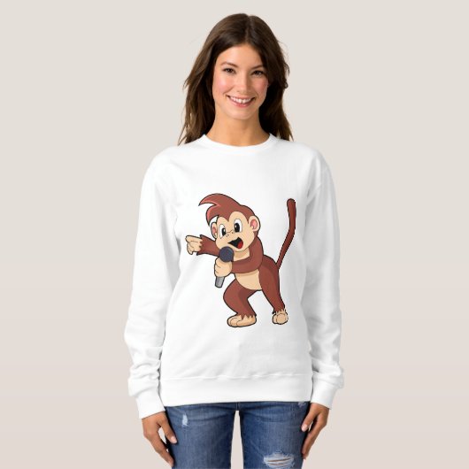 aap als zanger met microfoon.PNG Trui (Voorkant volledig)