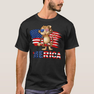 Aap Amerikaanse vlag Zonnebril Merica 4th of Jul T-shirt