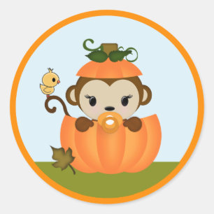 AAP Baby shower Herfst Pompoen MEISJE seal rond Ronde Sticker