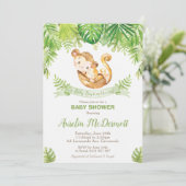 Aap Baby shower Oerwoud Dieren Baby Boy Kaart (Staand voorkant)