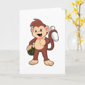 Aap bij bowlen met bowlingbal kaart (Gele Bloem)