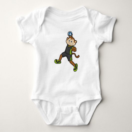 aap bij Handbalspeler met handbal Romper (Voorkant)