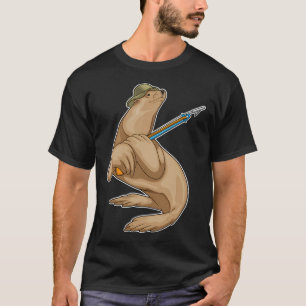 Aap bij het vissen met hengel & Vis T-shirt