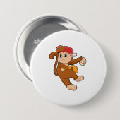 aap bij honkbal met honkbal ronde button 7,6 cm (Voorkant /achterkant)