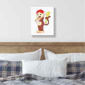 aap bij honkbal met honkbalknuppel canvas afdruk (Insitu (Slaapkamer))
