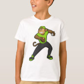 aap bij honkbal met honkbalknuppel t-shirt (Voorkant)