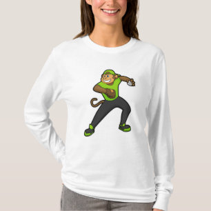 aap bij honkbal met honkbalknuppel t-shirt