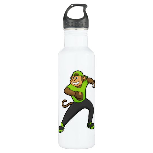 aap bij honkbal met honkbalknuppel waterfles  (Voorkant)